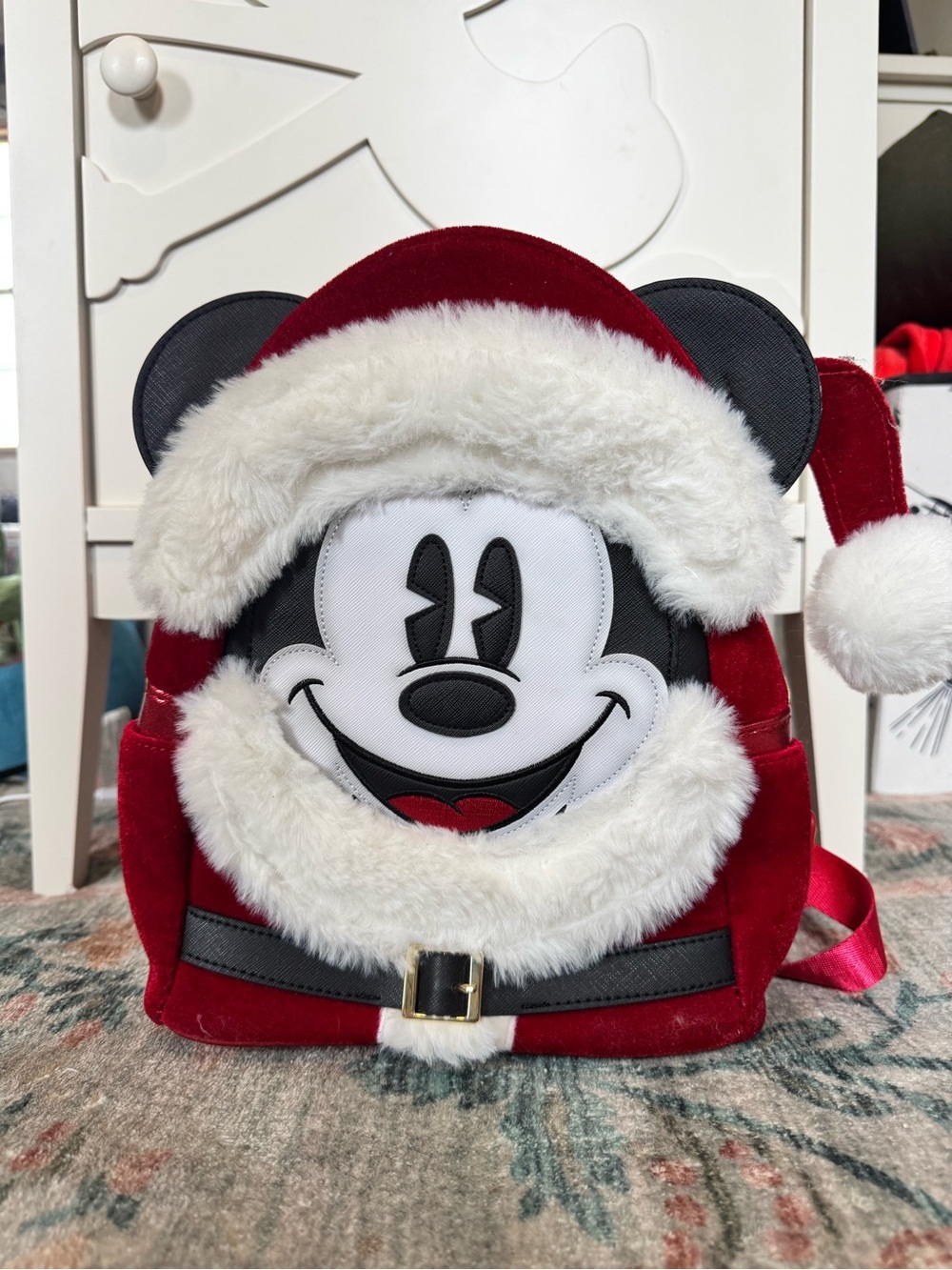 Loungefly Red & White Mickey Santa Plush Backpack